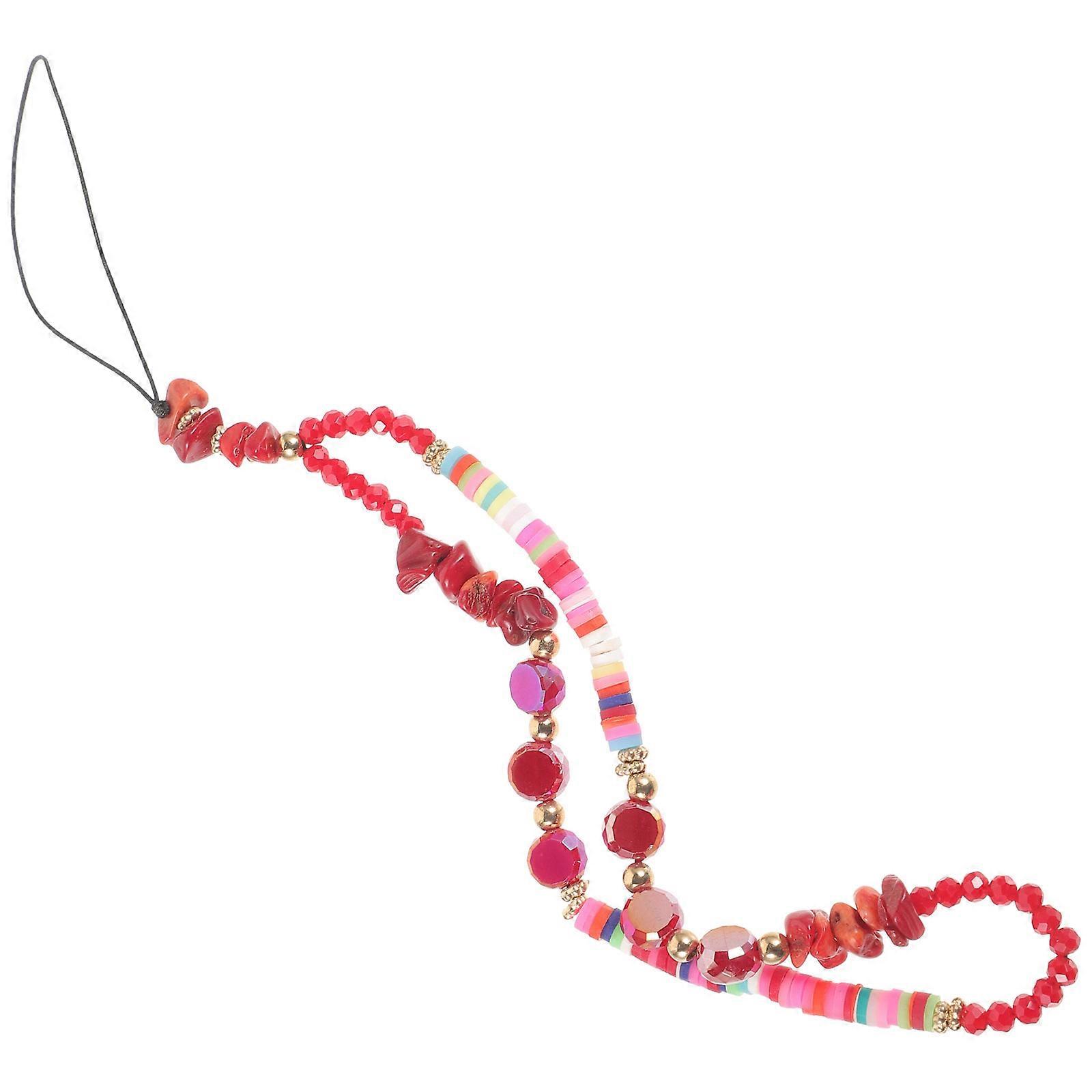 Beaded Phone Strap Charm for Decoration 2Pcs Plastic Wrist Strap