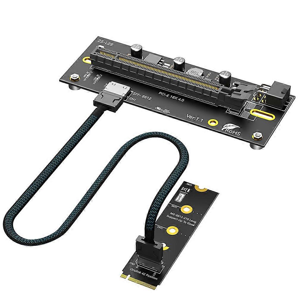 M.2 M-Key 2242/2260/2280 to PCI-E 4.0 X16 with Oculink SFF-8612 Extension Cable As External Graphics Card, ATX 6PIN 12V