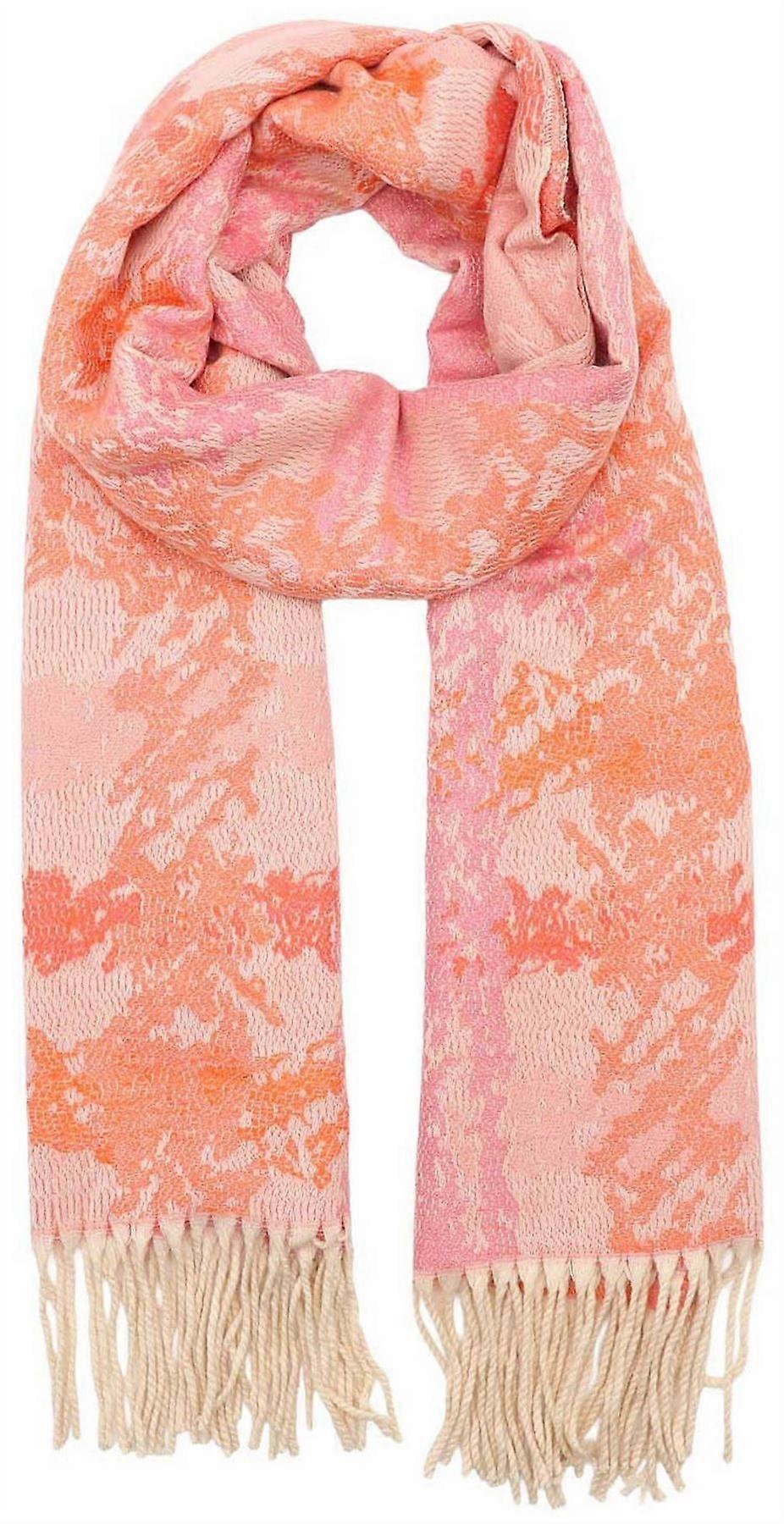 Zelly Checks Winter Weight Scarf - Pink/Orange