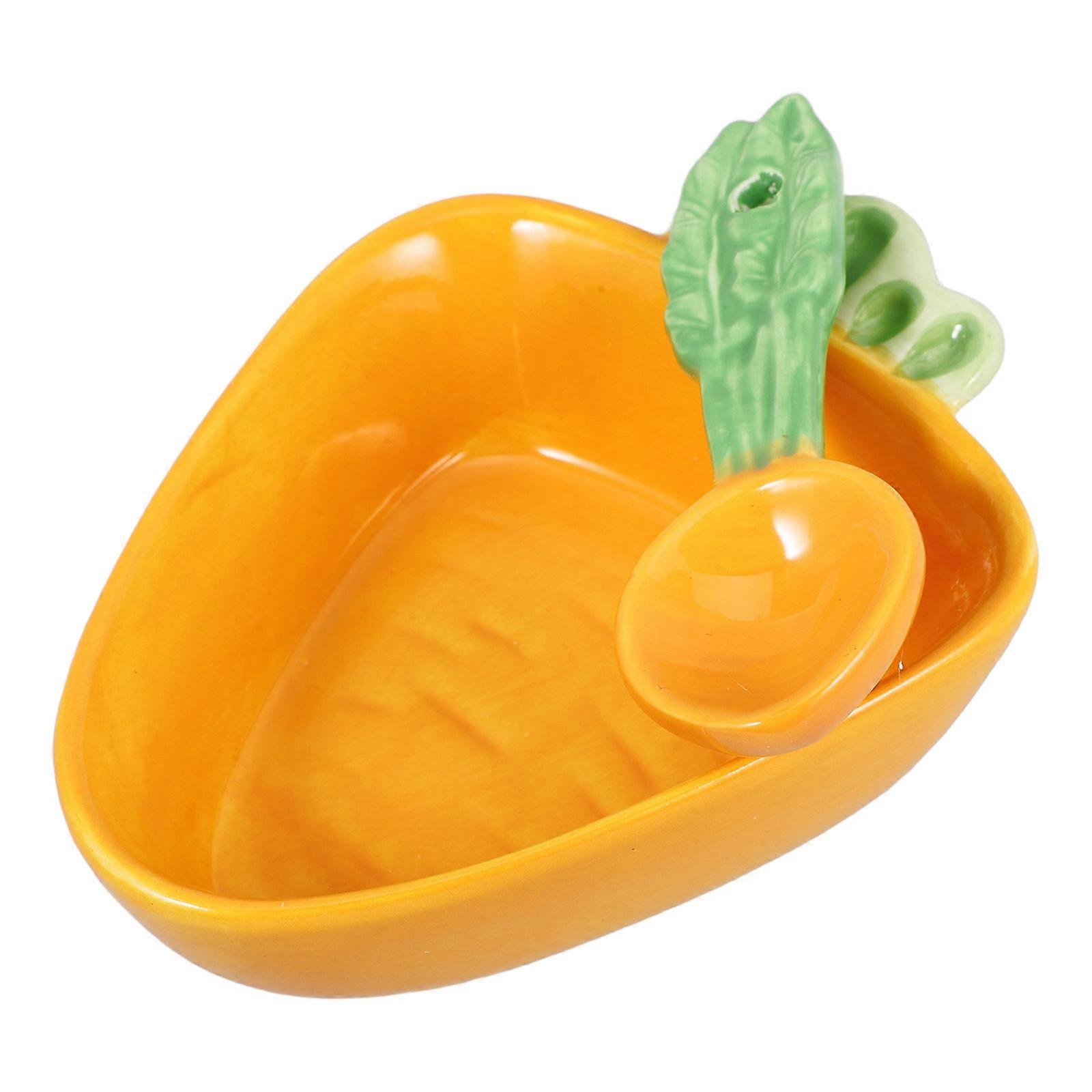 Ceramic Carrot Shaped Bowl for Storage 1Set Dinnerware Sauce Dish with Spoon