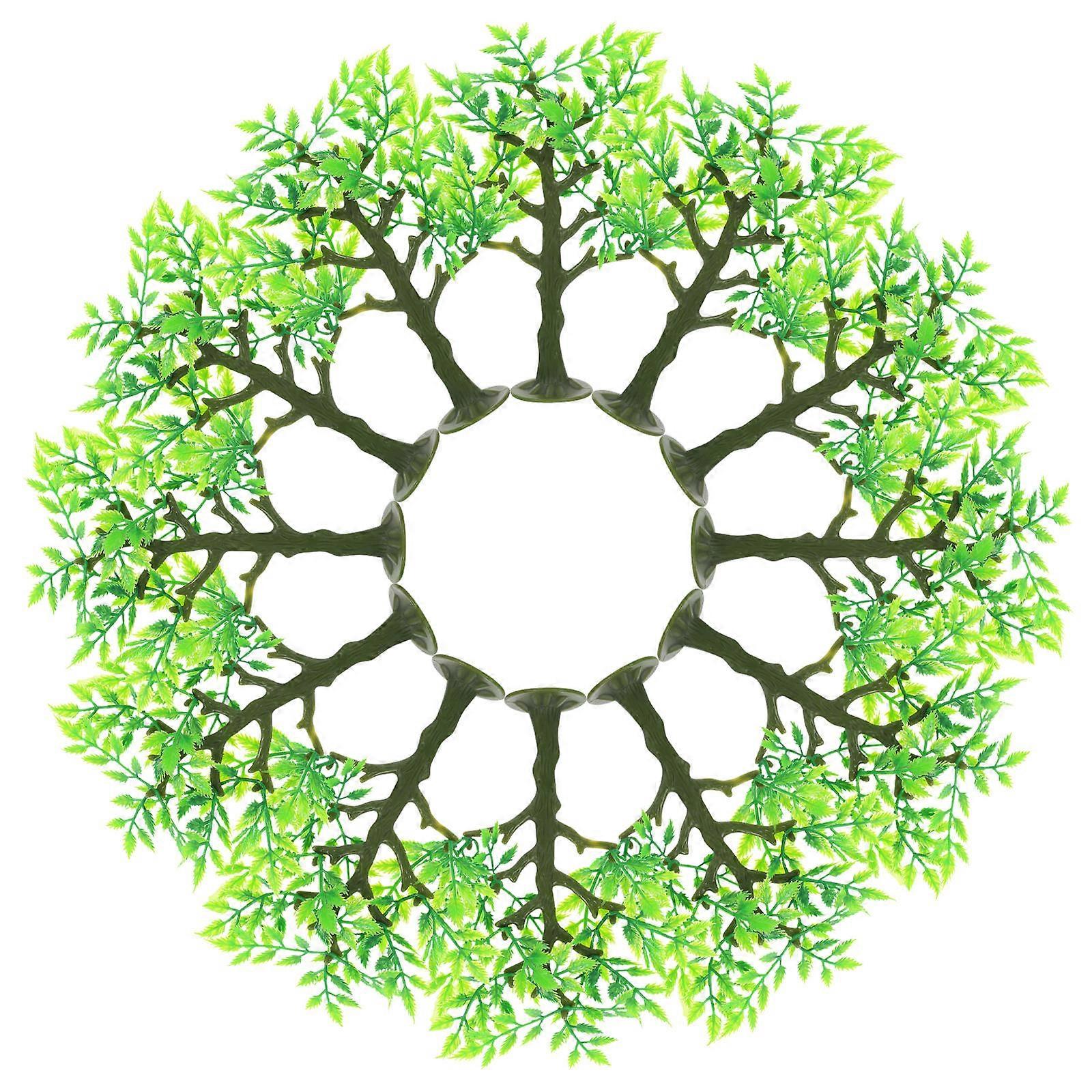 12Pcs Green Model Trees with Base for DIY Craft Plastic Miniature Landscape