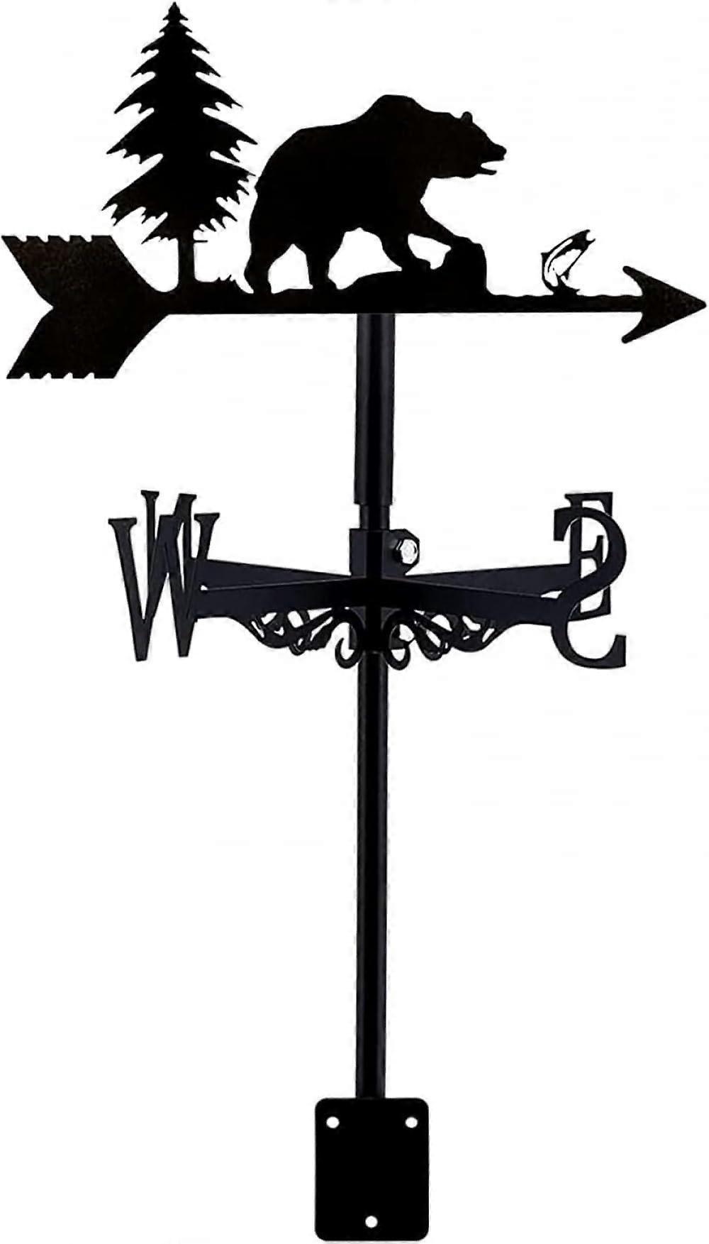Bear Weather Vane with Wind Direction Indicator, RustResistant Metal for Garden, Barn or Shed