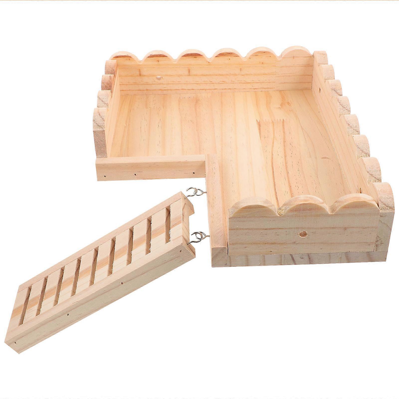 Hamster Toys Supplies Solid Wood Platform Cage for Play 1Set