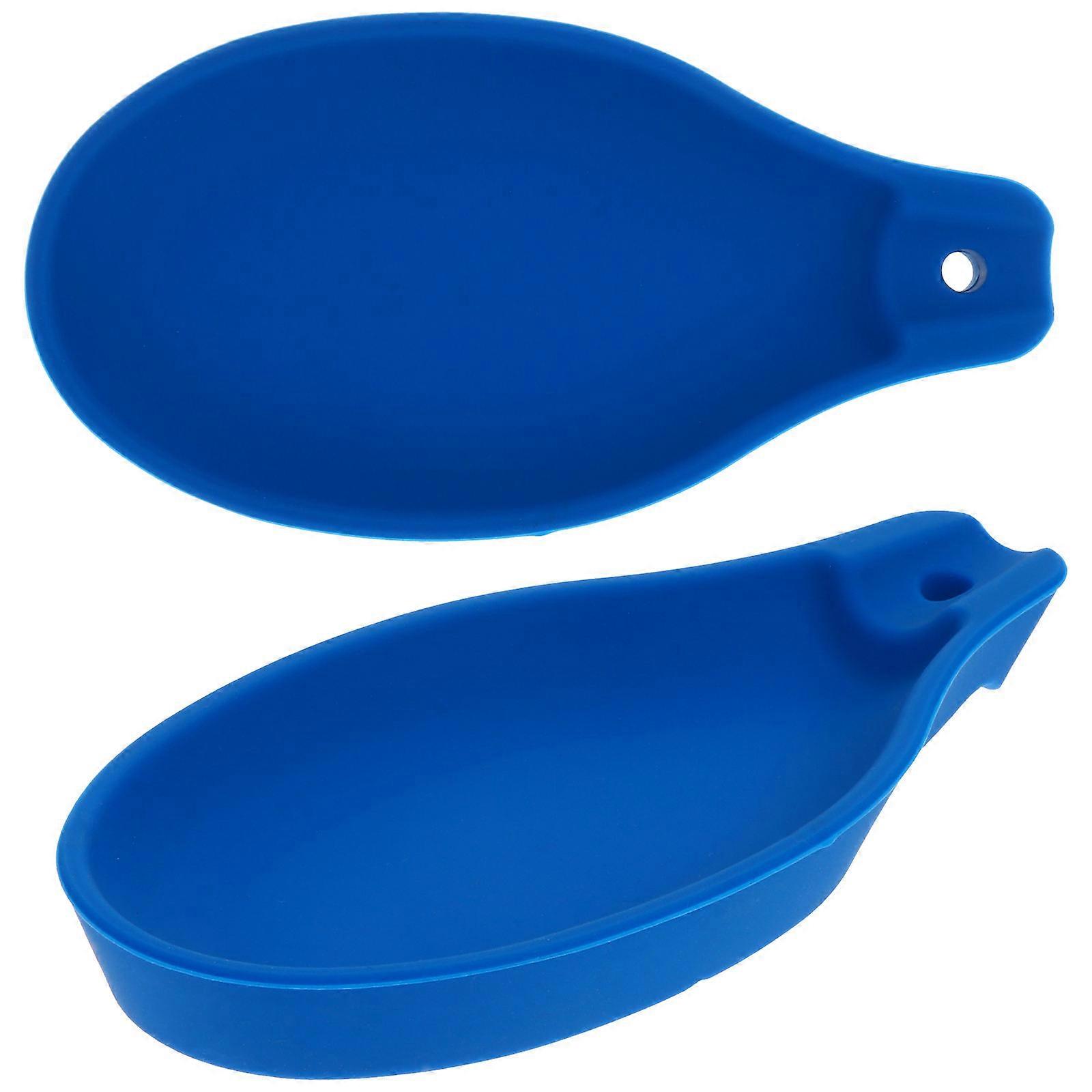 Silicone Spoon Holder for Kitchen Use 2Pcs Blue Spoon Storage Pads