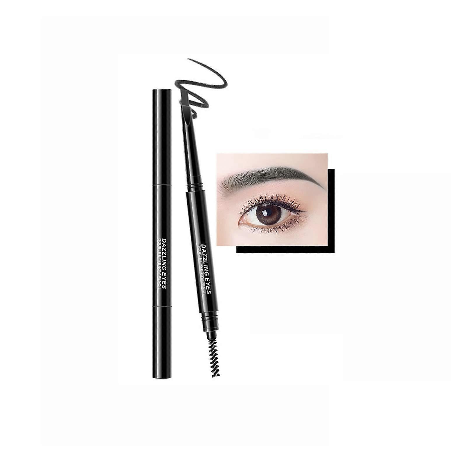 Waterproof Eyebrow Pencil with Brush Brown Long Lasting Triangular Tip Dual Ended for Precise Shaping