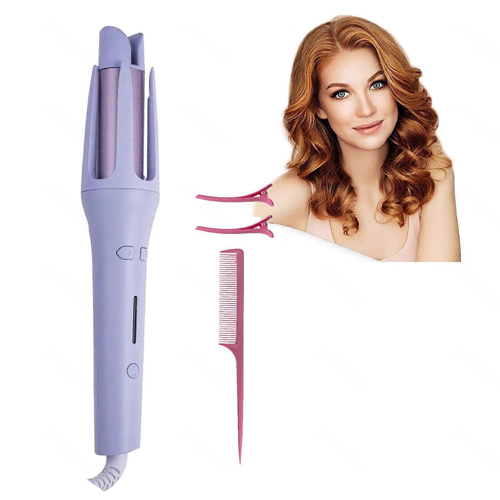 Automatic Curling Iron 1.25 Inch Ceramic Barrel with 4 Temp Settings and AntiTangle Purple