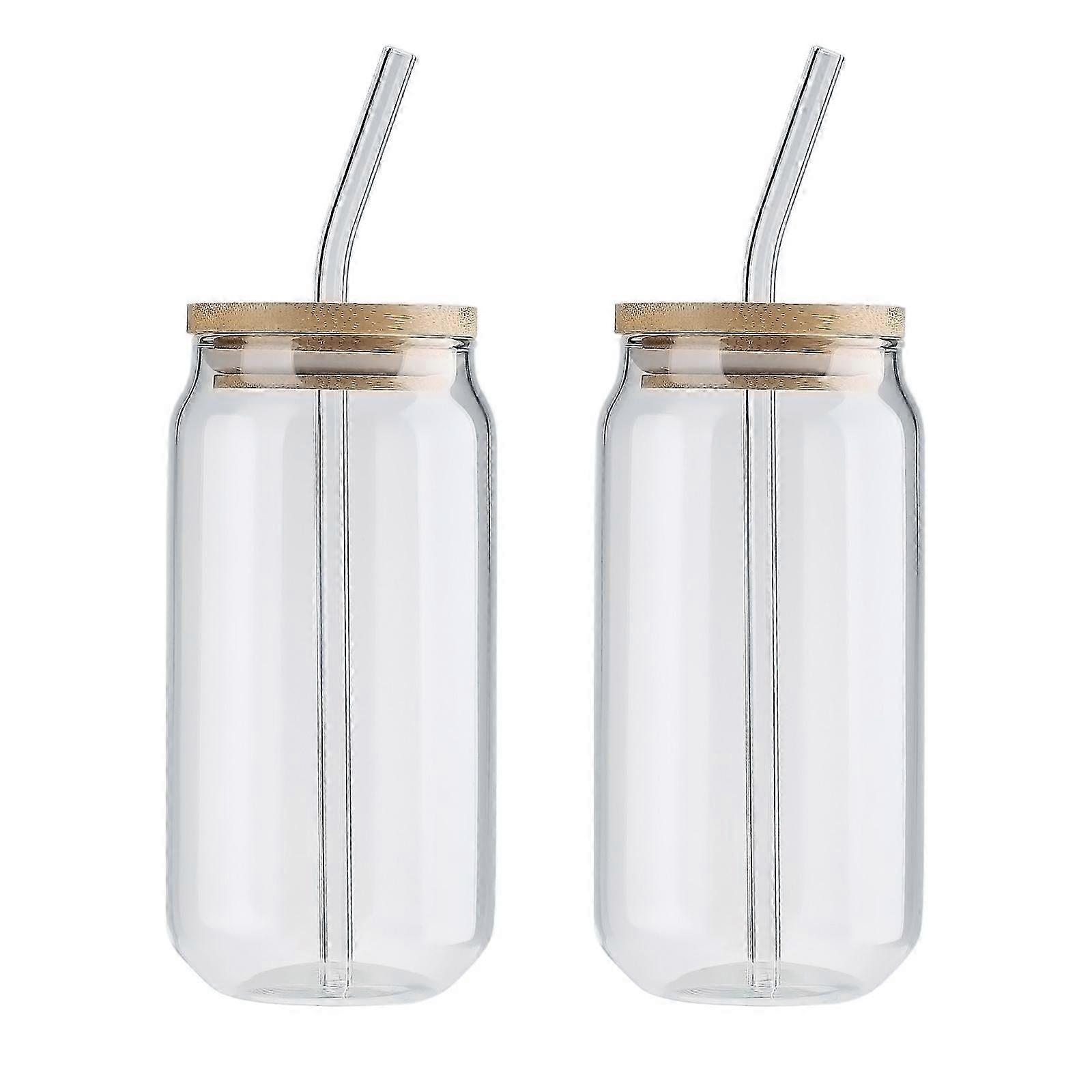 2-Pack Can Cooler Cups with Glass Straws for Cold Drinks