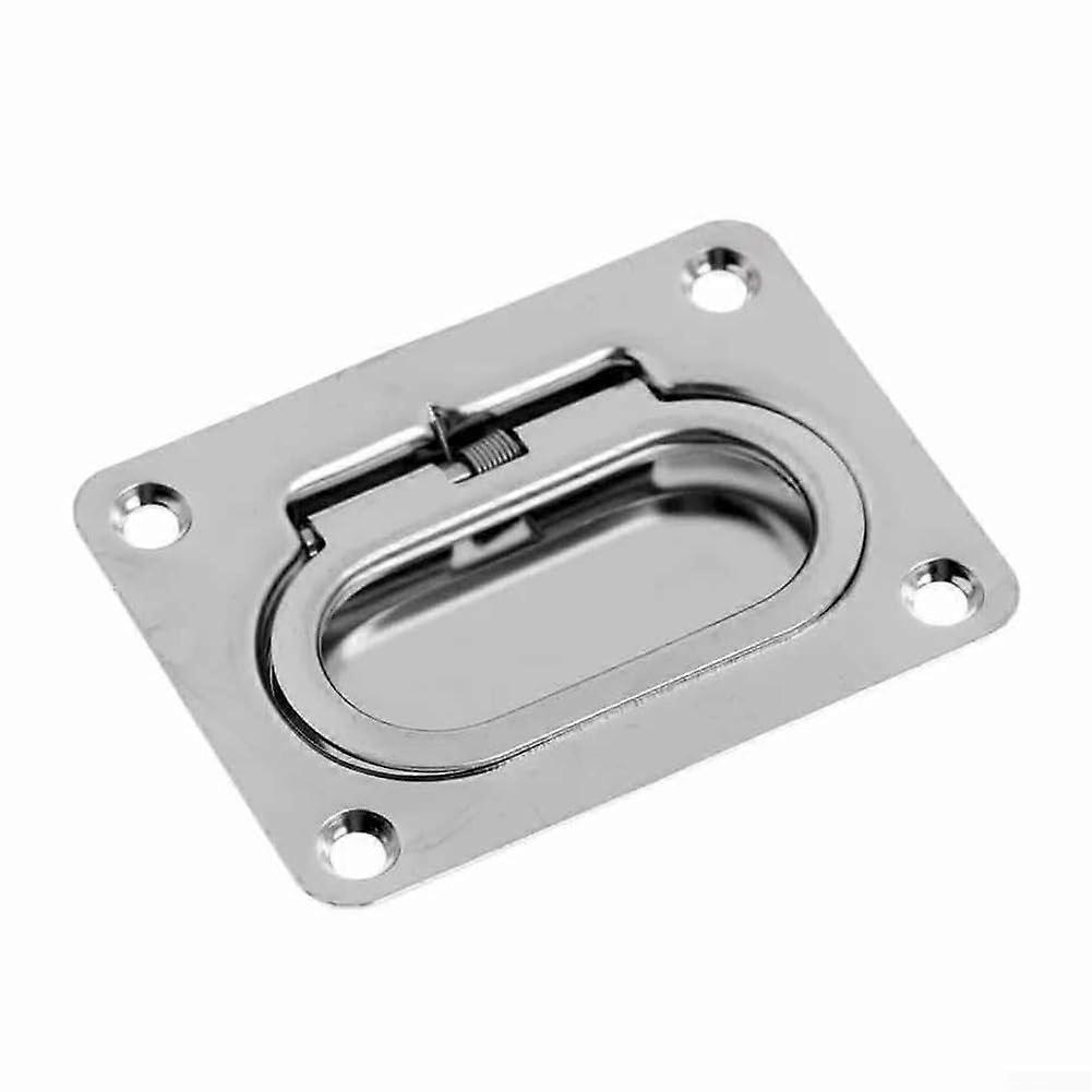 Marine Hatch Handle Stainless Steel Flush Mount SpringLoaded Pull Ring for Boat Deck Lockers 76x57mm