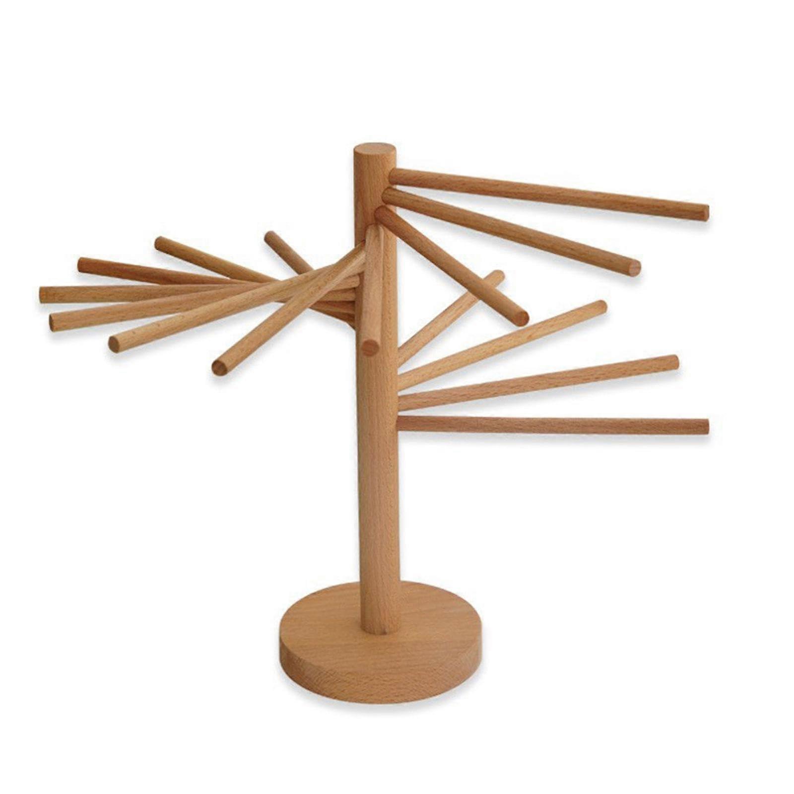 Pasta Drying Rack with  Natural Wood, Collapsible Stand for Compact Storage and Stability