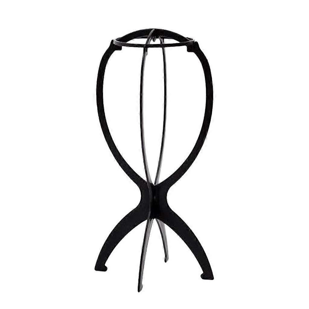 Foldable Plastic Wig Stand for Drying and Styling, Lightweight Mannequin Head Holder Black