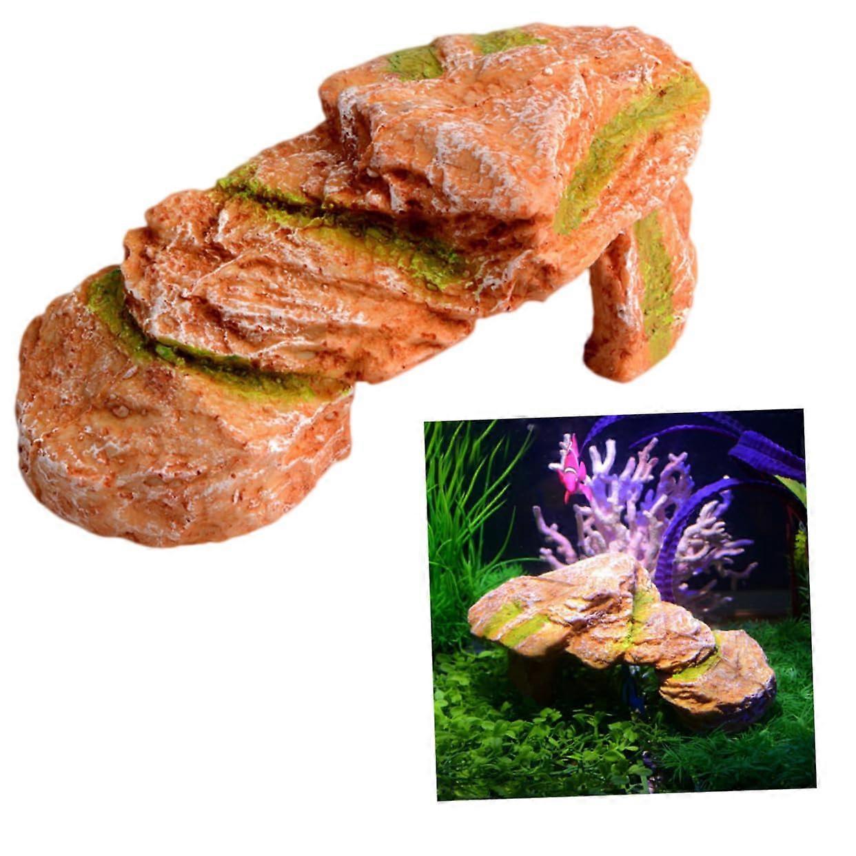 Turtle Basking Platform Resin Ramp Aquarium Tank Decor with Realistic MultiPurpose Terrace