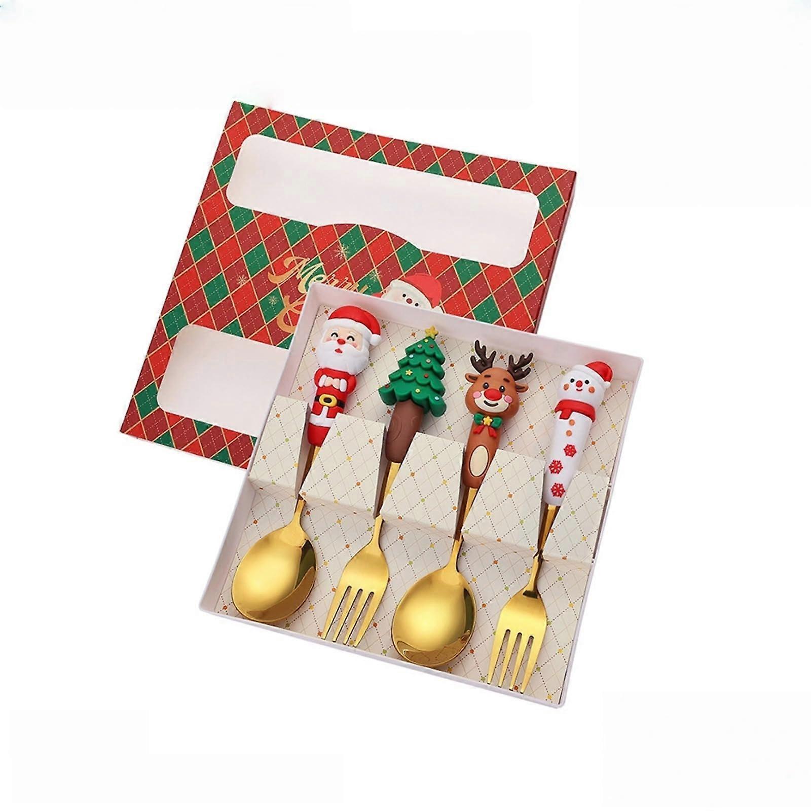 Stainless Steel Flatware Set Titanium Gold Large Fork and Spoon for Festive Table