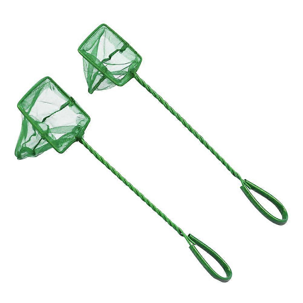Aquarium Fish Net 2 Pack with Comfortable Plastic Handle, Easy Catching, Interchangeable Sizes