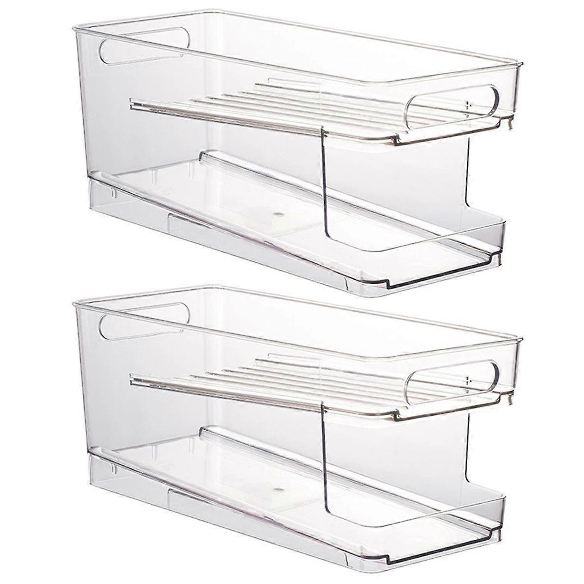 Automatic Soda Can Dispenser for Refrigerator 2-Layer Automatic Rolling for Fridge Beverage Organiz