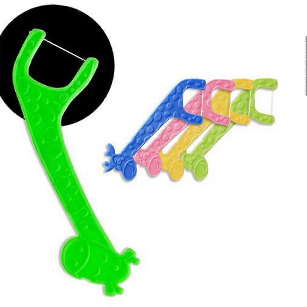 Kids Teeth Floss Pick Giraffe Handle for Teeth Cleaning 60Pcs Colorful Pack