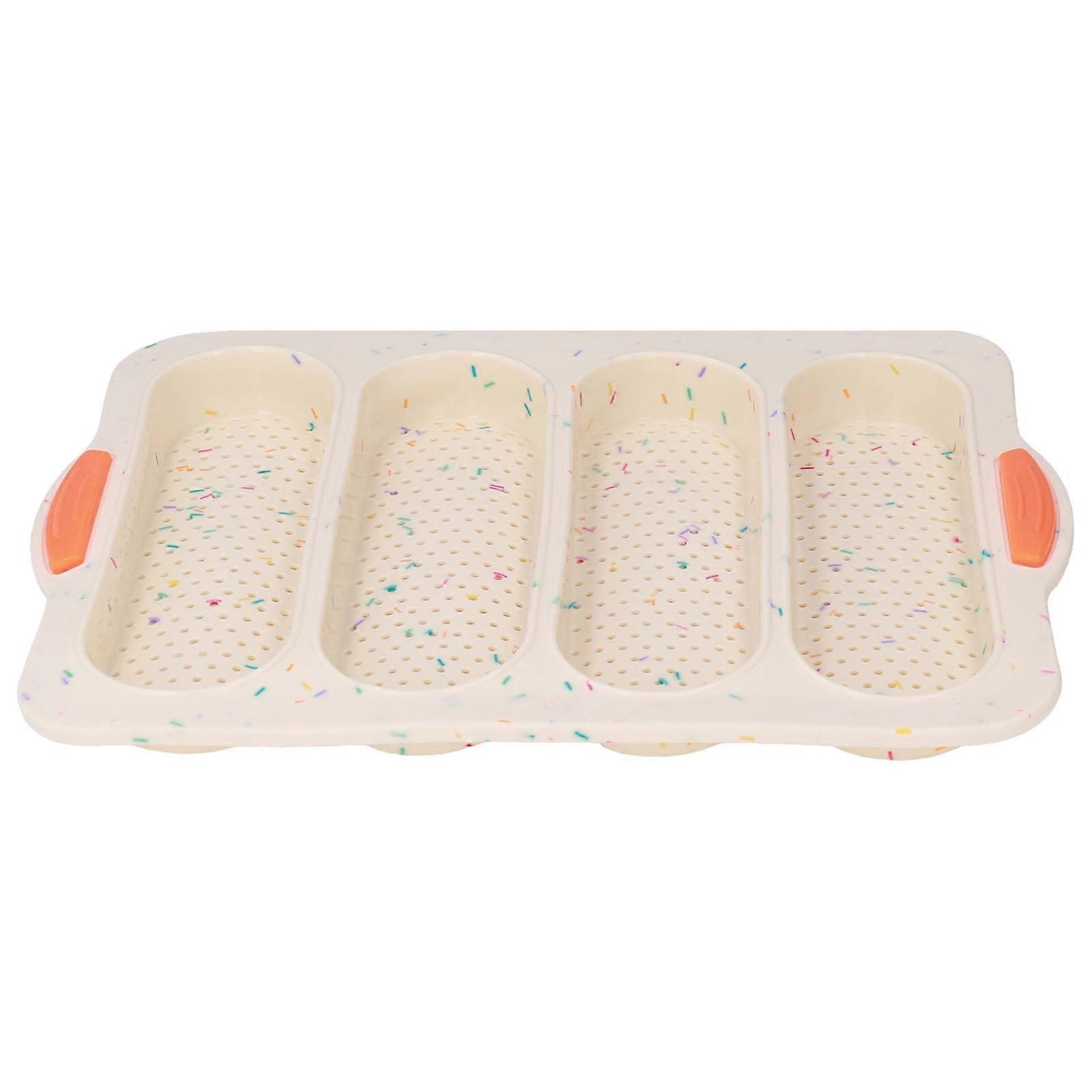Baguette Mold 4 Grooves Silicone Soft Smooth Surface Bread Mould Baking Pan Kitchen ToolBeige