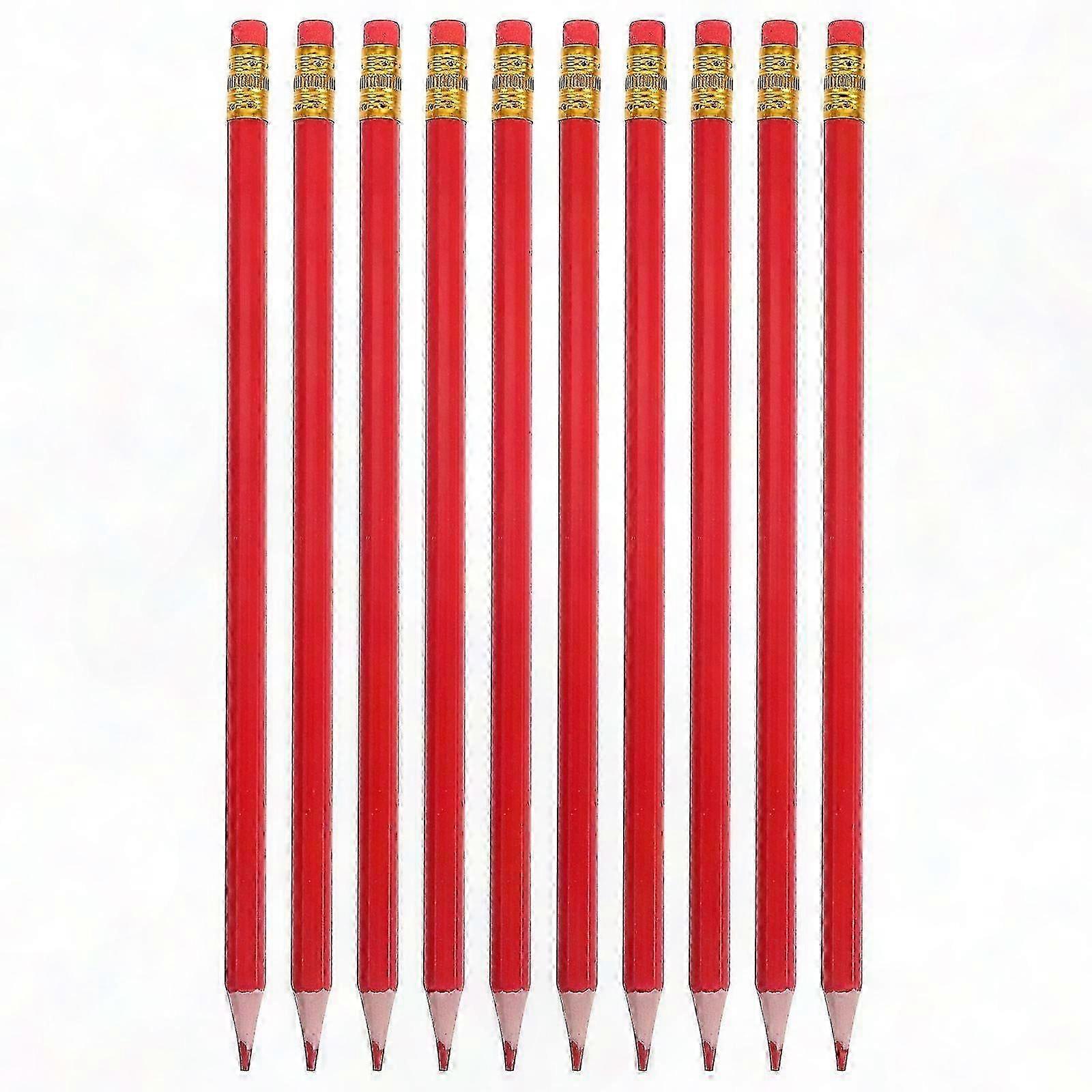12 Pack Pre-Sharpened Red Erasable Pencils with Erasers for Drafting, Coloring, Testing
