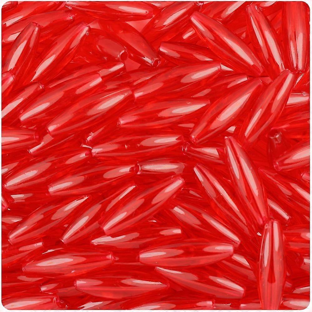 Ruby Transparent 19mm Spaghetti Plastic Beads (150pcs)