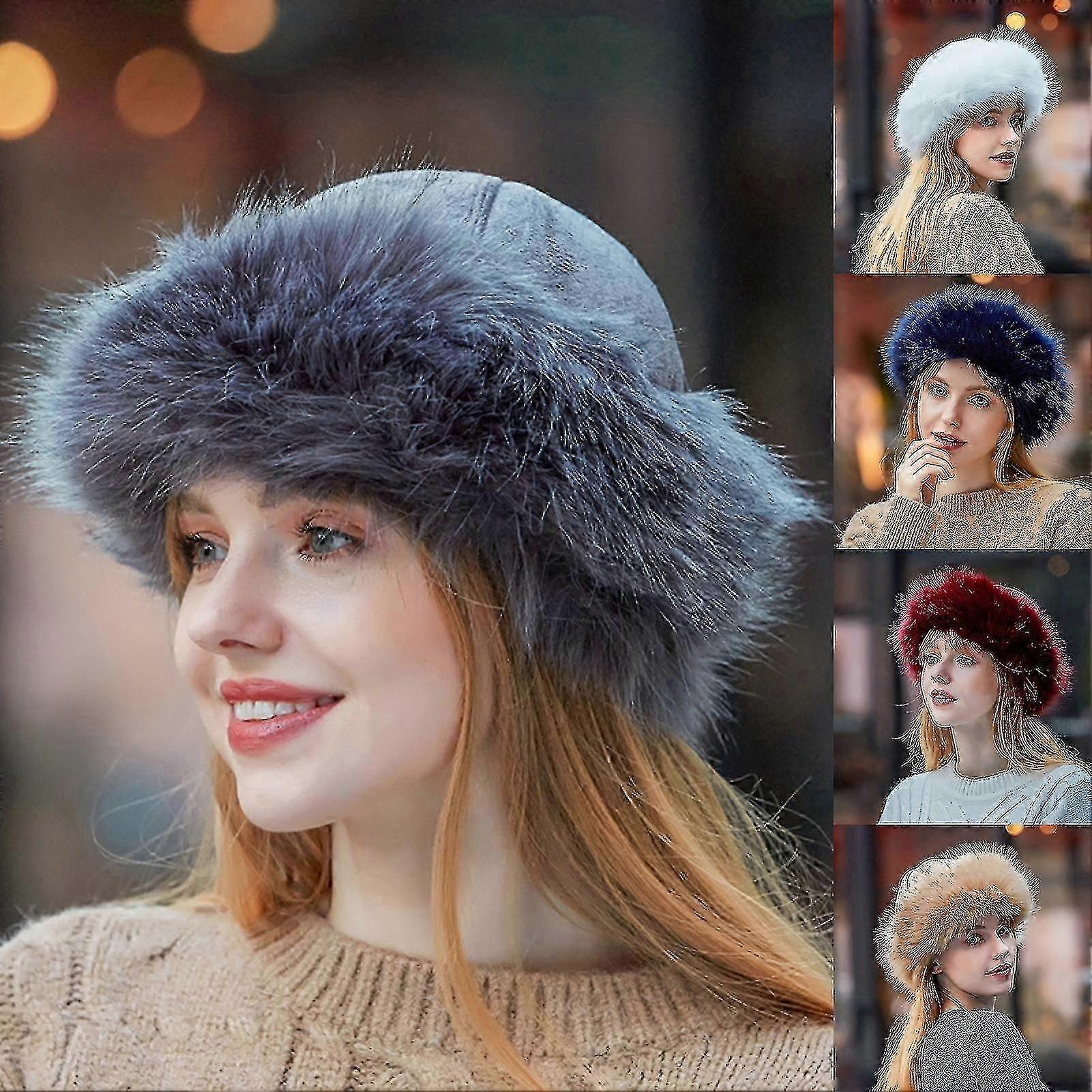 Mongolian Men Women Winter Faux Fur Suede Fluffy Beanie Warm Thick Hat Snow Cap