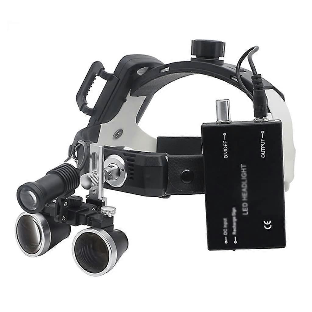 Dental Headlamp with Adjustable Binocular Magnifier, Bright LED Light, Rechargeable Lithium Battery