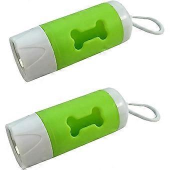 2st Hund Bajs Påsar Dispenser, LED-Ficklampa Pet Waste Bag Dispenser Hållare