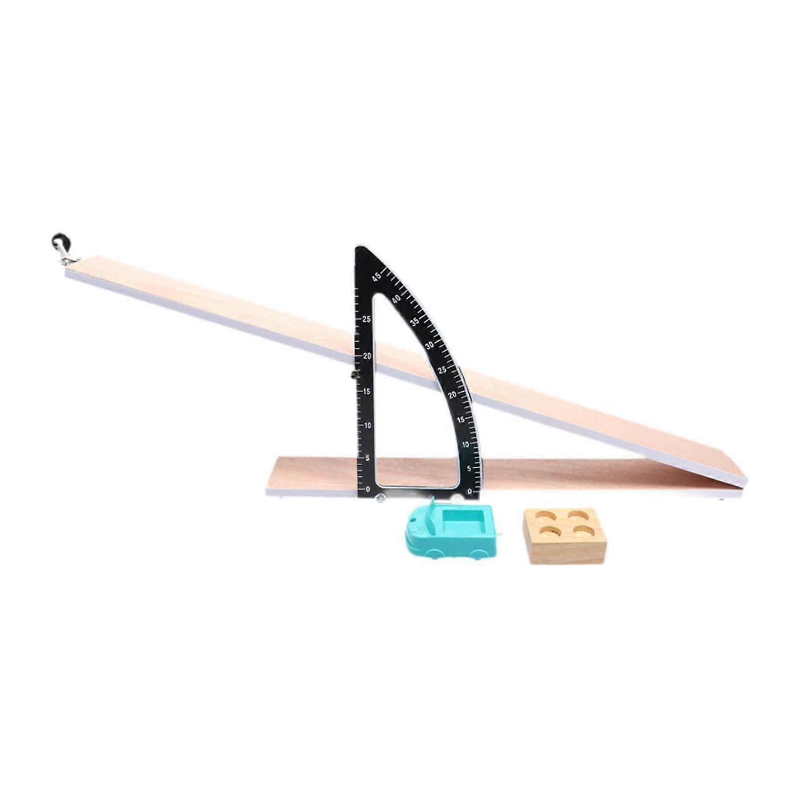 Inclined Plane Physics Kit with Adjustable Angle Scale for Student Classroom Mechanics Demonstration