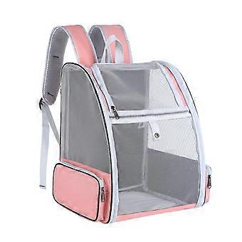 Large Capacity Pet Backpack Carrier for Cat Dog Travel with Breathable Mesh, Foldable Design, Pink