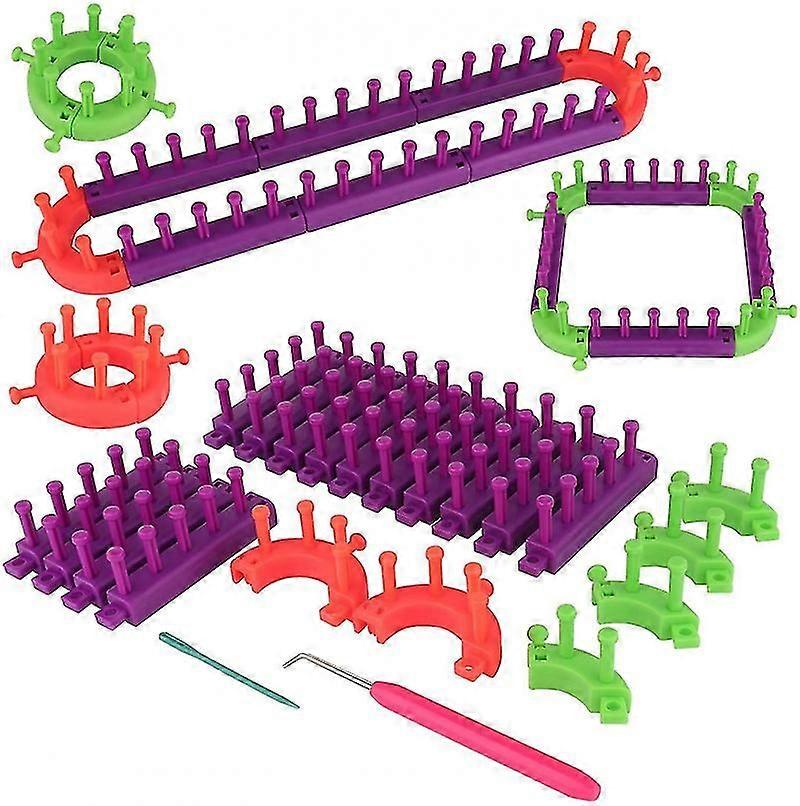 Flexible Weaving Kit: Adjustable Square Loom, Circular Weaving Board, Hook & Needle DIY Craft Tools for Creative Projects