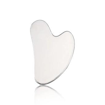 Raspador Gua Sha em Aço Inoxidável Natural para Cuidados Faciais e Massagem Corporal em Formato de Coração - Ideal para Cuidados com a Pele e Relaxamento da Pele.