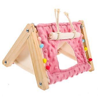 Nid pour cobayes, lot de 4, rose, en bois et peluche