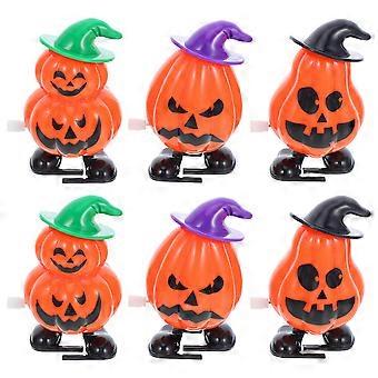 6PCS Halloween Kürbis Aufziehspielzeug: Mini Uhrwerk Spielzeug für Halloween Party Gefälligkeiten Leckerei Tüte Füller und Klassenzimmer Belohnungen - Mini Kürbis Statue