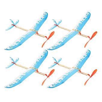 4PCS DIY Rubber Band Powered Aircraft Glider Plastic Airplane Udendørs Sport Flyvende DIY håndlavede legetøj til børn