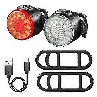 2 Pack IPX6 Waterproof Bicycle Light Set Rechargeable Front Rear Bike Lamp Q2