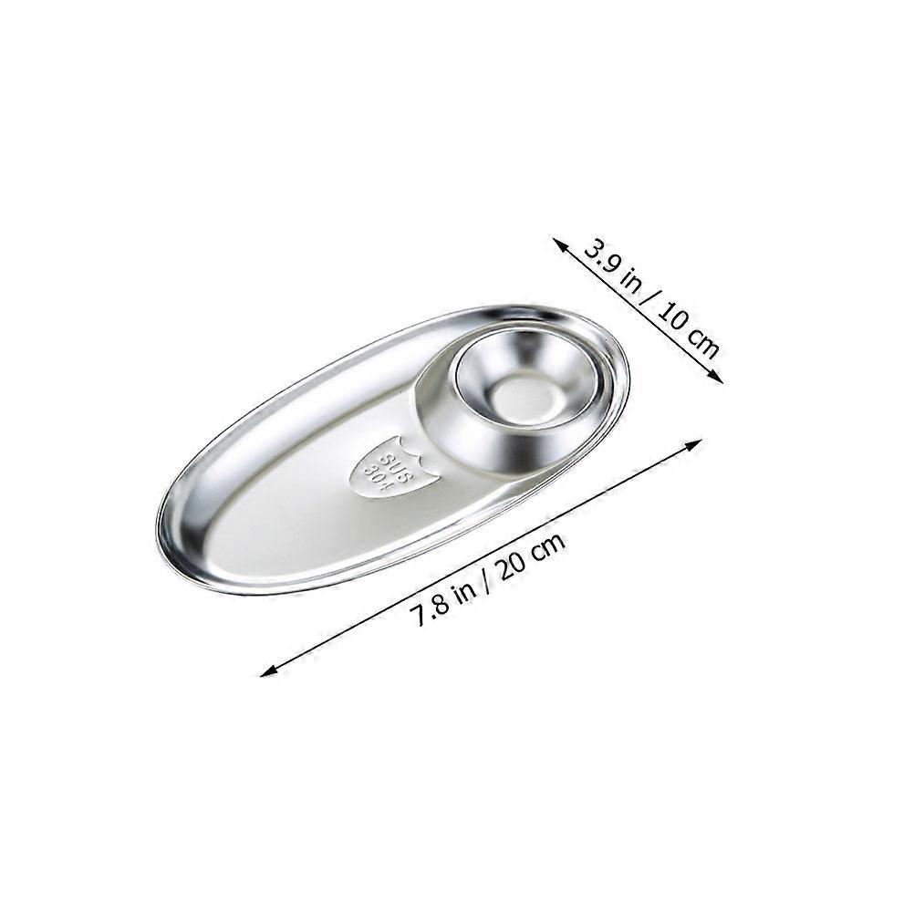 Stainless Steel Oval Snack Plate for Serving 2Pcs Multi-Function Dumpling Plates