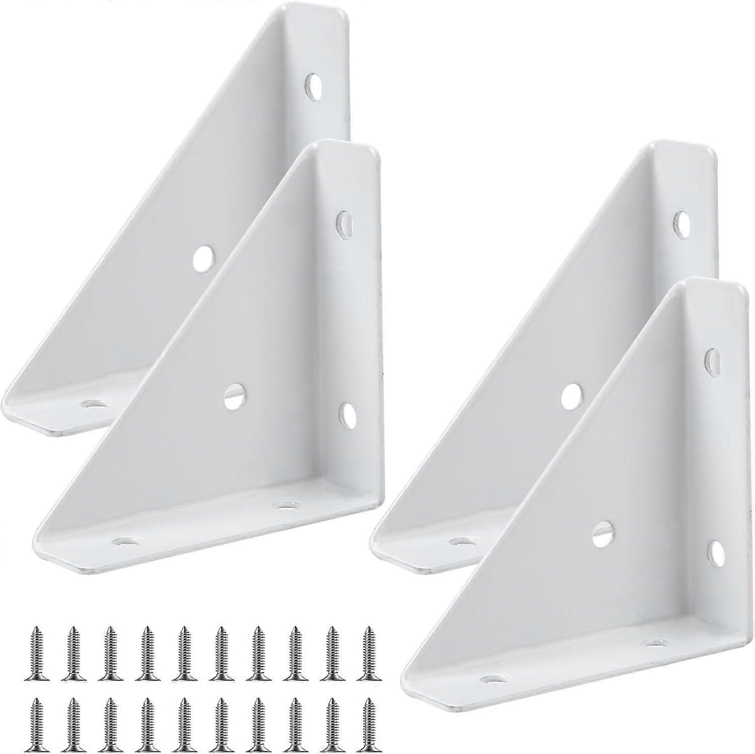 4-piece corner bracket, triangular corner bracket, fastener connector, fixing angle bracket (white)