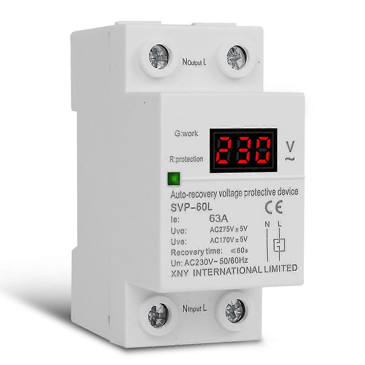 Adjustable Voltage Current Protector with Double LED Display, Overcurrent Protection and Delay Automatic Reset Function, Compatible with 220V Single