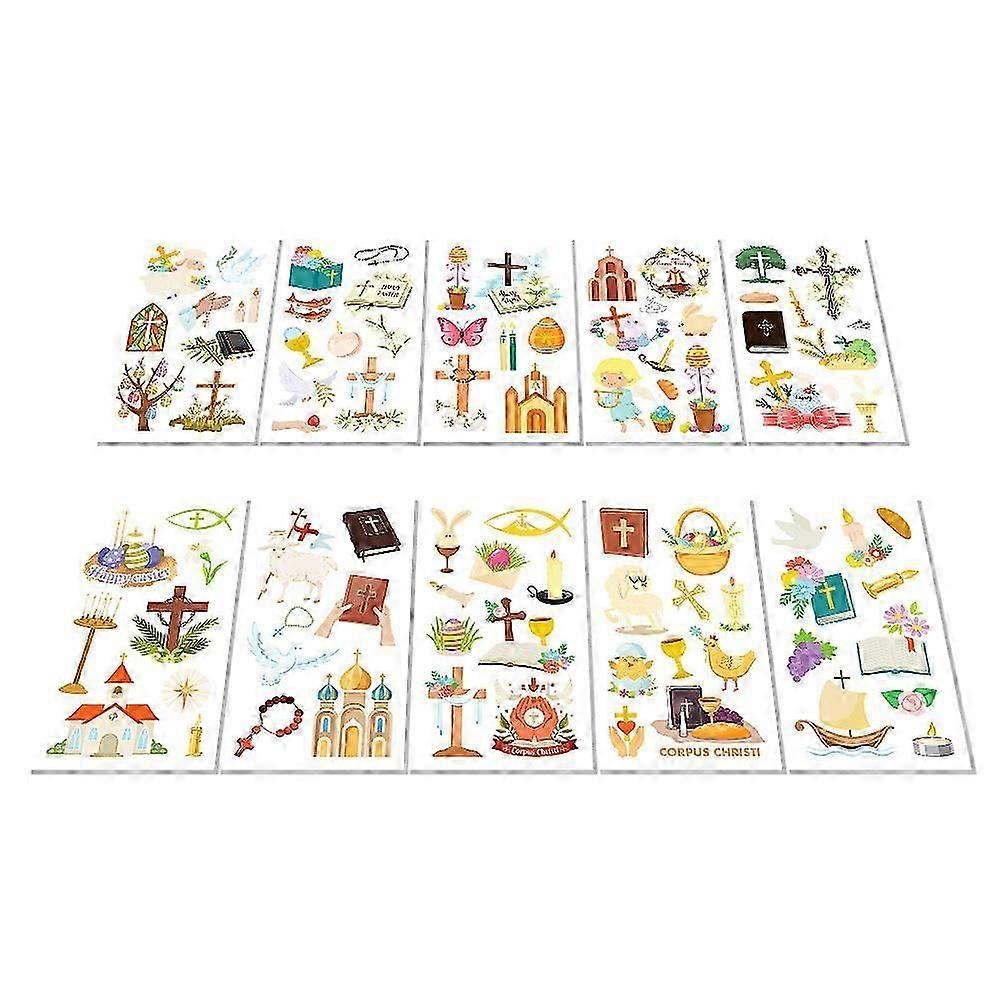 Easter Tattoos Sticker Decals for Decor 10 Sheets Assorted Color Designs