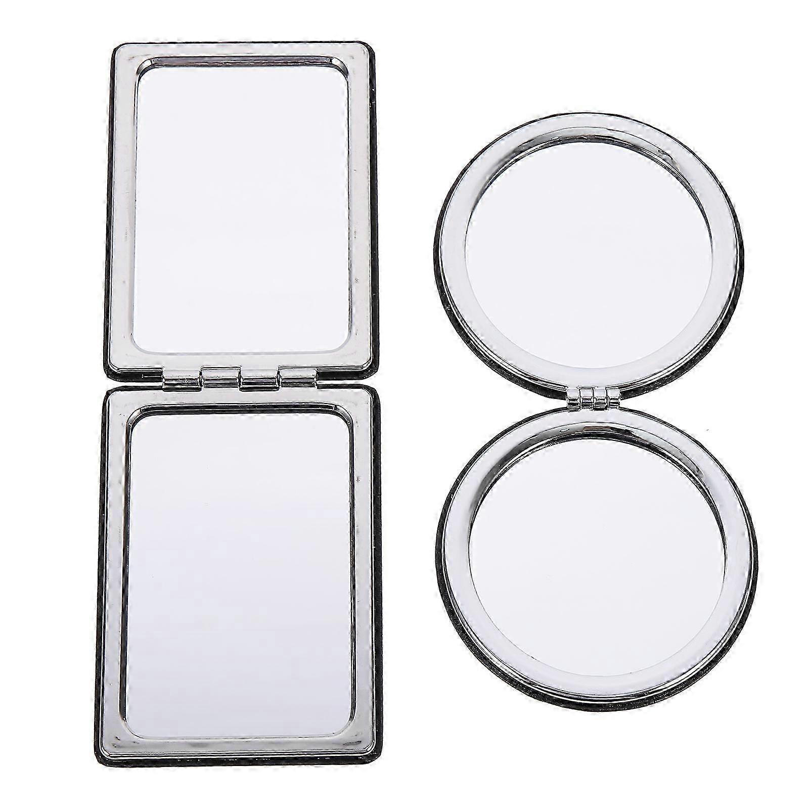 Portable Makeup Mirror Square Shape Silver Mirror Material compatible with Home Use 2Pcs