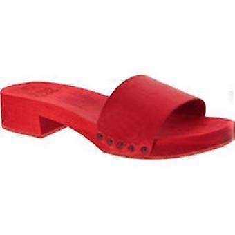 Red women's clogs slippers with leather band Handmade