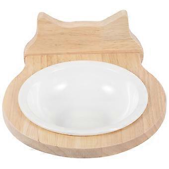 Kattskål för kattmatare för hängande användning 1 set med trä- och keramikdesign