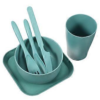 1 Set  Wheat Straw Tableware Set Unbreakable Dinnerware Kitchen Cutlery Set