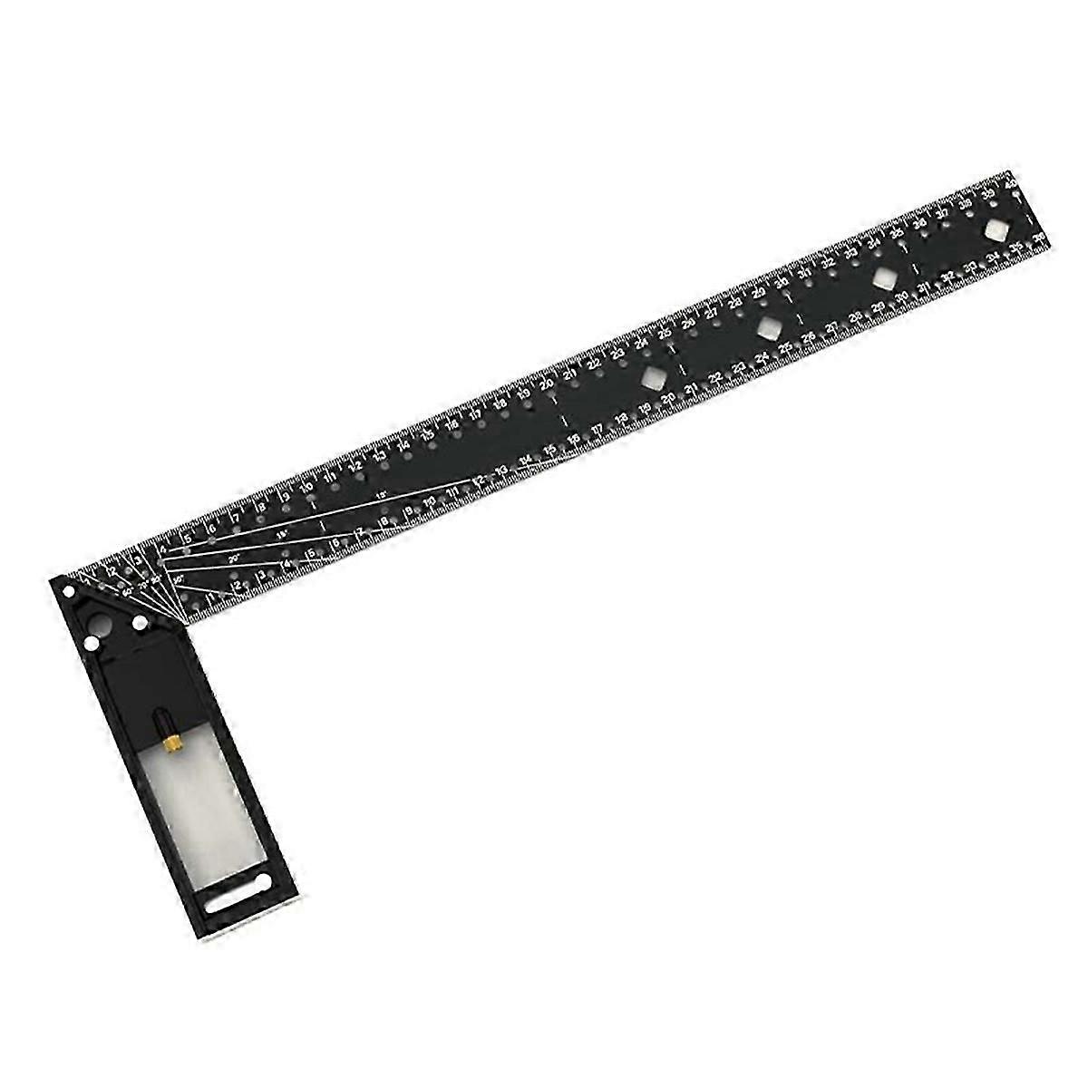 Multifunctional Square Ruler 40cm, Aluminum Alloy Right Angle Ruler with Angle & Centimeter Marking Holes, Anti-Drop Handle for Woodworking, DIY