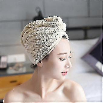 Quick Drying Towel Microfiber Shower Cap Magic Hair Fast Drying Dryer Towel Bath Hair Caps Quick Drying Soft Bonnets Hair Towels (Beige)