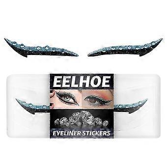 1Pair EELHOE Eye Liner Decal Reusable Tearable Plastic Rhinestone False Eyeliner Sticker for