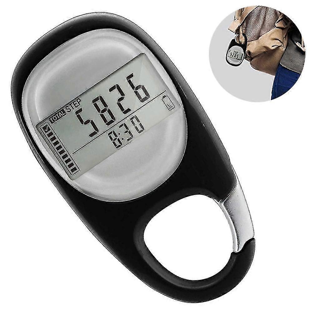 Digital Simple Walking Distance Clip On Pedometer Step CounterBlack