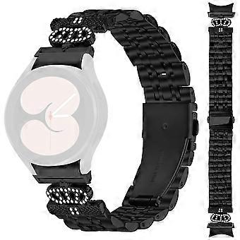 Correa de reloj con conector para Samsung Galaxy Watch 5 Pro / 5 5 Activo / 4 / 4 Clásico / 4 Activo Correa de acero inoxidable con corona de 7 cuentas