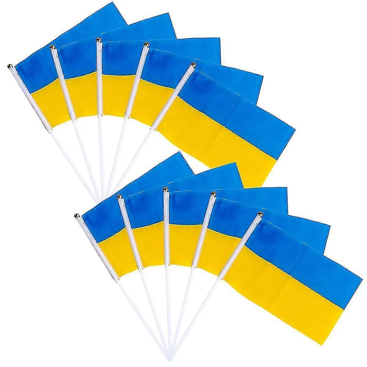 100pcs Ukraine Hand Held Flags Mini Stick Flags
