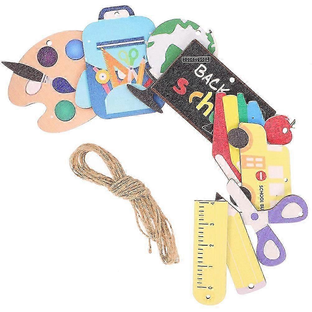 Back to School Pull Flags Classroom Hanging Banners for Decoration 9Pcs