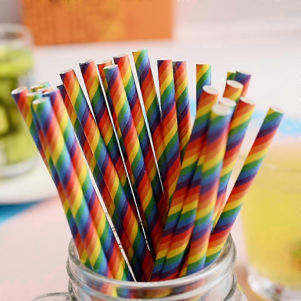 300pcs Rainbow Straws, Biodegradable Straws-acgn
