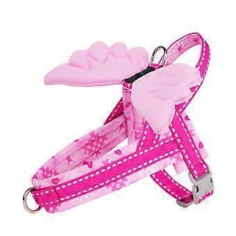 Dog Harness Vest with Angel Wing Trim for Park Use, Back Link Point, Side Clip and Reflective-Style Trim for Daily Use  Pink XS